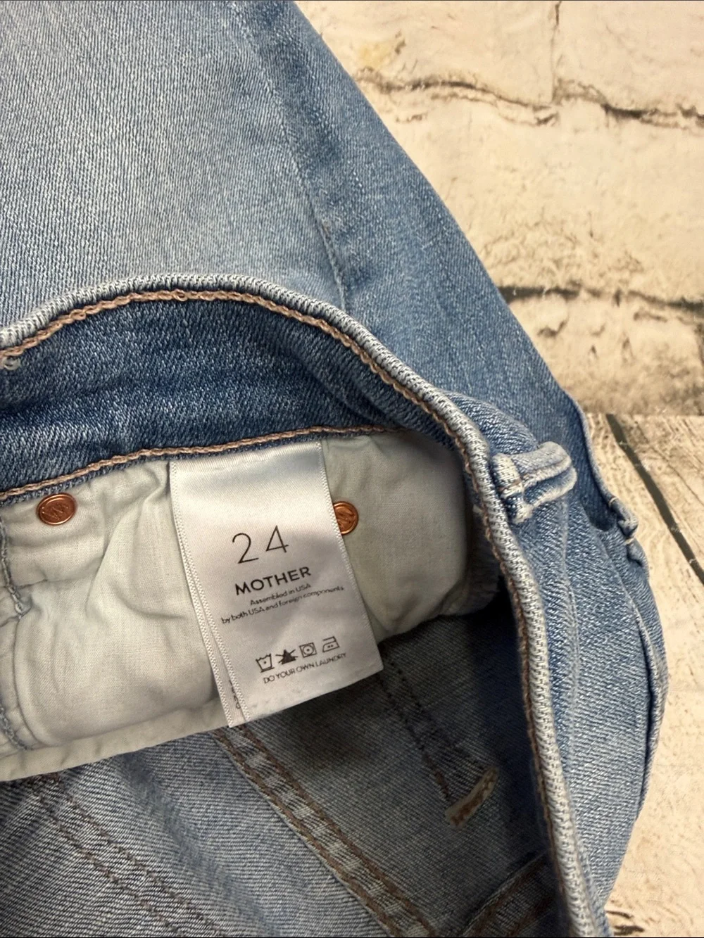 MOTHER The Stunner Zip Ankle Step Fray Jeans in Camp Expert Size 24